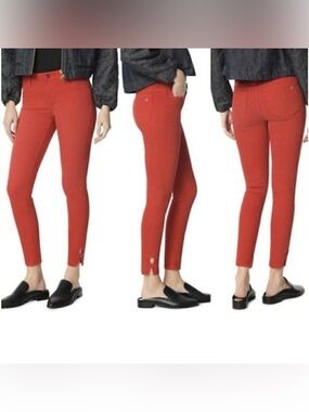 Sam Edelman Women's The Kitten Keyhole Ankle Skinny Jeans Vibrant Red Size 28